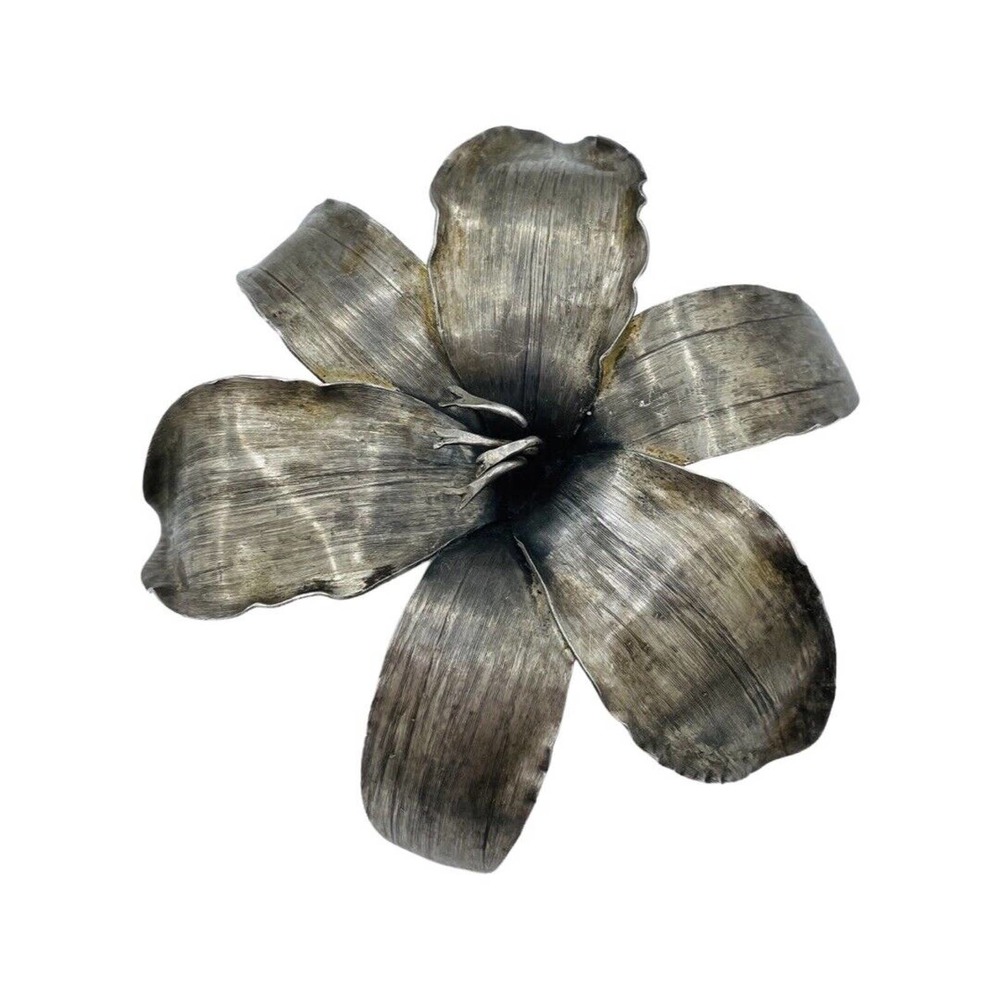 Vintage Manfredi Sterling Silver Hibiscus Flower Pin Brooch